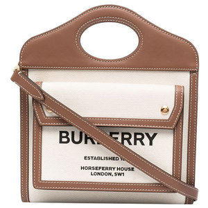 Burberry Outlet Canvas Handbag Tan
